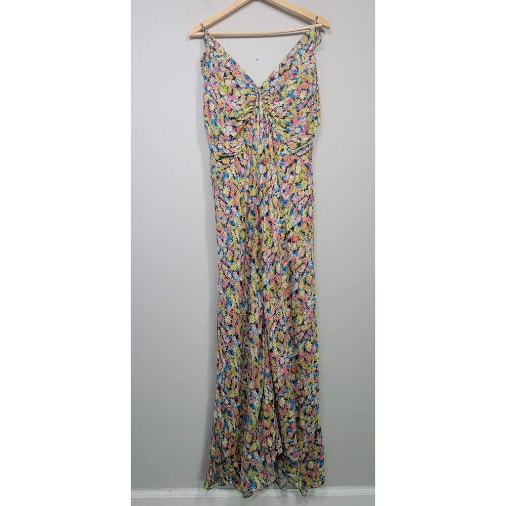 Joie Floral Dress 12 Sleeveless Strap Tie Long Multicolor